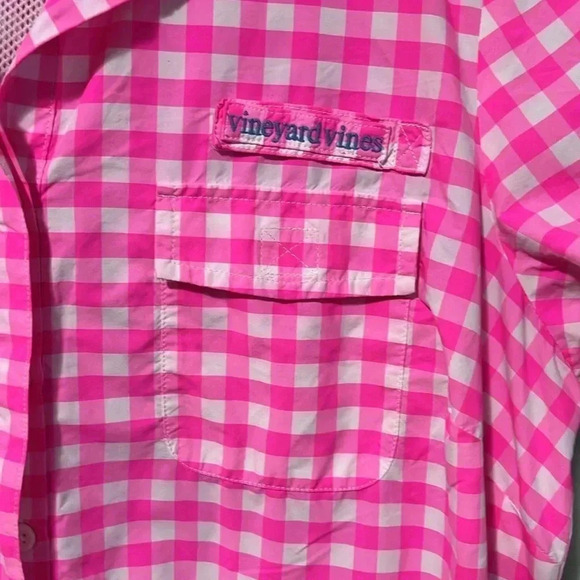 Vineyard Vines Gingham Performance Shirt  Dress Hot Pink - Picture 6 of 13